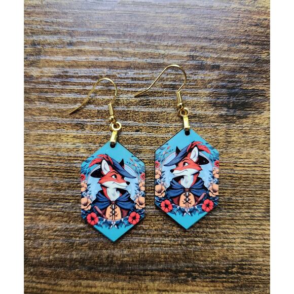 Robin Hood Fox Floral Earrings - Picture 2 of 3